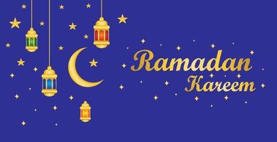 Ramadan Kareem greeting background design in blue color. designs for banner templates. vector