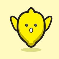 cute lemon fruit cartoon design surprised face. vector