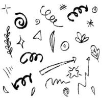 Hand drawn set doodle elements for concept design isolated on white background. vector illustration.