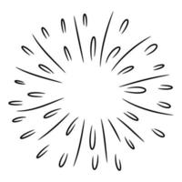 Starburst, sunburst  hand drawn. Design Element Fireworks Black Rays. Comic explosion effect. Radiating, radial lines. vector