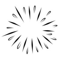 Starburst, sunburst  hand drawn. Design Element Fireworks Black Rays. Comic explosion effect. Radiating, radial lines. vector