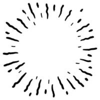 Starburst, sunburst  hand drawn. Design Element Fireworks Black Rays. Comic explosion effect. Radiating, radial lines. vector