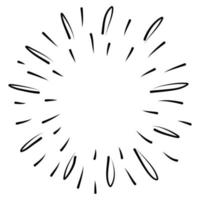 Starburst, sunburst  hand drawn. Design Element Fireworks Black Rays. Comic explosion effect. Radiating, radial lines. vector