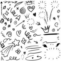 Hand drawn set doodle elements for concept design isolated on white background. vector illustration.