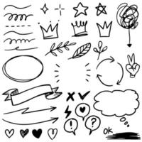 Hand drawn set doodle elements for concept design isolated on white background. vector illustration.