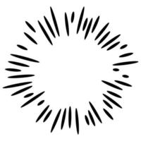 Starburst, sunburst  hand drawn. Design Element Fireworks Black Rays. Comic explosion effect. Radiating, radial lines. vector