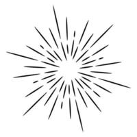 Starburst, sunburst  hand drawn. Design Element Fireworks Black Rays. Comic explosion effect. Radiating, radial lines. vector