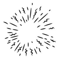 Starburst, sunburst  hand drawn. Design Element Fireworks Black Rays. Comic explosion effect. Radiating, radial lines. vector