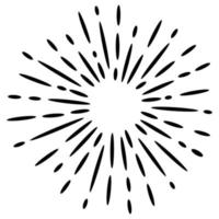 Starburst, sunburst  hand drawn. Design Element Fireworks Black Rays. Comic explosion effect. Radiating, radial lines. vector