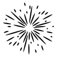 Starburst, sunburst  hand drawn. Design Element Fireworks Black Rays. Comic explosion effect. Radiating, radial lines. vector