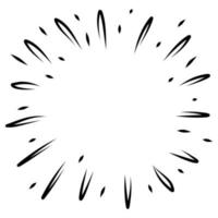 Starburst, sunburst  hand drawn. Design Element Fireworks Black Rays. Comic explosion effect. Radiating, radial lines. vector