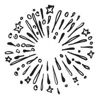 Starburst, sunburst  hand drawn. Design Element Fireworks Black Rays. Comic explosion effect. Radiating, radial lines. vector