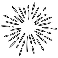 Starburst, sunburst  hand drawn. Design Element Fireworks Black Rays. Comic explosion effect. Radiating, radial lines. vector