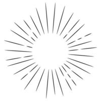 Starburst, sunburst  hand drawn. Design Element Fireworks Black Rays. Comic explosion effect. Radiating, radial lines. vector