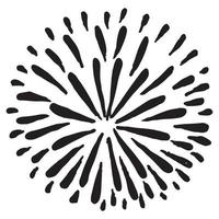 Starburst, sunburst  hand drawn. Design Element Fireworks Black Rays. Comic explosion effect. Radiating, radial lines. vector