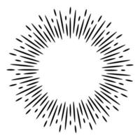 Starburst, sunburst  hand drawn. Design Element Fireworks Black Rays. Comic explosion effect. Radiating, radial lines. vector