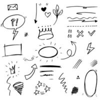 Hand drawn set doodle elements for concept design isolated on white background. vector illustration.