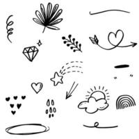 Hand drawn set doodle elements for concept design isolated on white background. vector illustration.