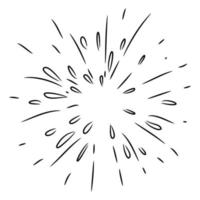 Starburst, sunburst  hand drawn. Design Element Fireworks Black Rays. Comic explosion effect. Radiating, radial lines. vector