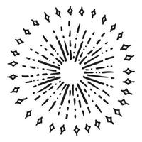 Starburst, sunburst  hand drawn. Design Element Fireworks Black Rays. Comic explosion effect. Radiating, radial lines. vector