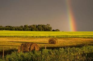 Storm Clouds Prairie Sky Rainbow photo