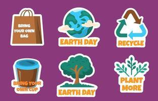 Earth Day Sticker Collection vector