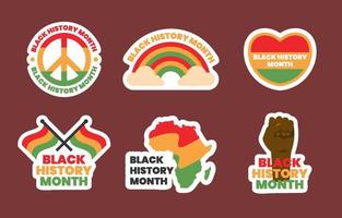 Awareness Black History Month Sticker Collection vector