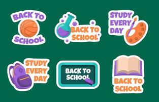 Flat Back to School Sticker Collection vector