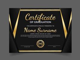 Template of Black Certificate of Graduation vector