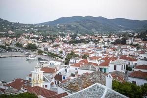 Top view at the Skopelos Port Chora and Hills of the Skopelos Island, Greece. photo