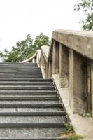 Low angle view of old stone stairs in Tuscany. Selective Focus. photo