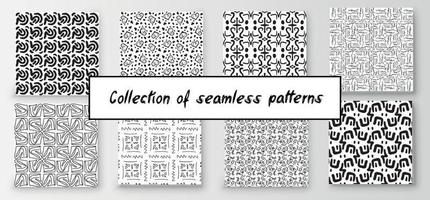 Set of seamless abstract geometric hand-drawn patterns. Modern creative background vector