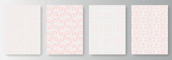 Collection of backgrounds with abstract shapes in pink and white vector