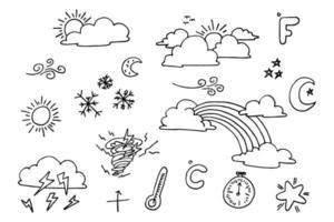 vector set of weather doodle elements, for design purposes