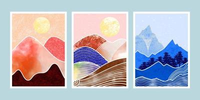 abstract mountain painting, Abstract background, Premium Vector