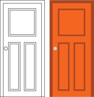 Illustration vector graphic of single door front view suitable for your home design and home poster design on architectural work