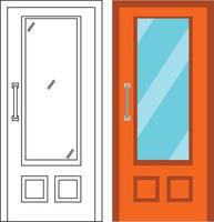 gráfico vectorial de ilustración de la vista frontal de una sola puerta adecuada para el diseño de su hogar y el diseño de carteles en el trabajo arquitectónico vector