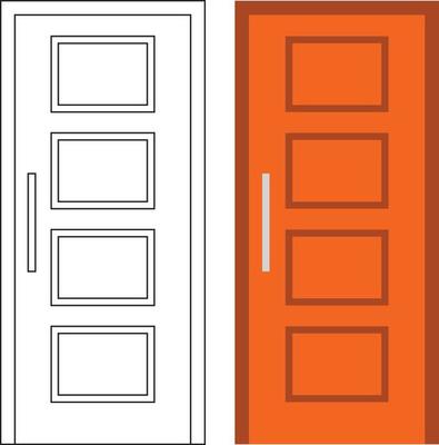 Illustration vector graphic of single door front view suitable for your home design and home poster design on architectural work