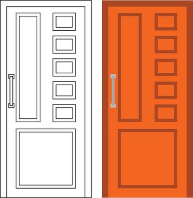 Illustration vector graphic of single door front view suitable for your home design and home poster design on architectural work