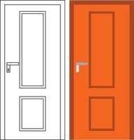 Illustration vector graphic of single door front view suitable for your home design and home poster design on architectural work