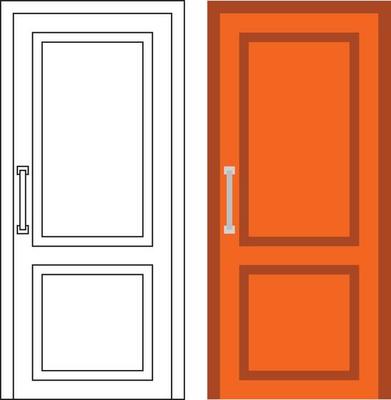 Illustration vector graphic of single door front view suitable for your home design and home poster design on architectural work