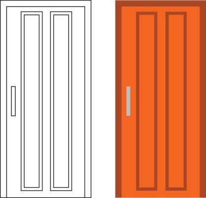 Illustration vector graphic of single door front view suitable for your home design and home poster design on architectural work