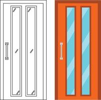 Illustration vector graphic of single door front view suitable for your home design and home poster design on architectural work