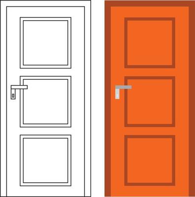 Illustration vector graphic of single door front view suitable for your home design and home poster design on architectural work