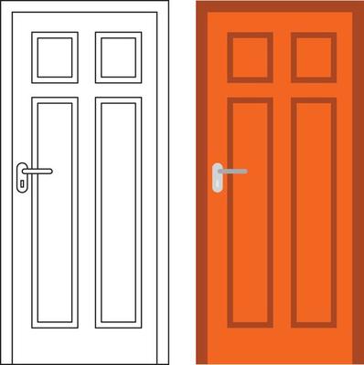 Illustration vector graphic of single door front view suitable for your home design and home poster design on architectural work