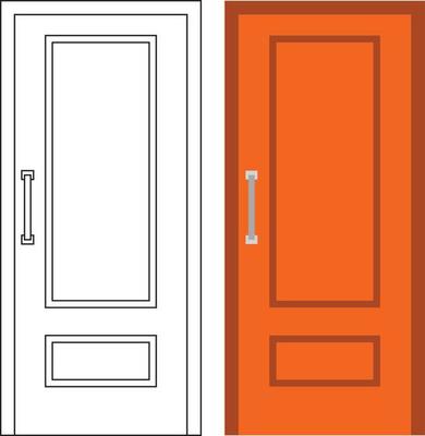 Illustration vector graphic of single door front view suitable for your home design and home poster design on architectural work