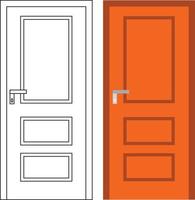 Illustration vector graphic of single door front view suitable for your home design and home poster design on architectural work