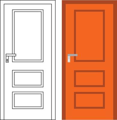 Illustration vector graphic of single door front view suitable for your home design and home poster design on architectural work