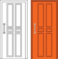 Illustration vector graphic of single door front view suitable for your home design and home poster design on architectural work