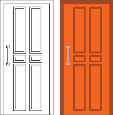 Illustration vector graphic of single door front view suitable for your home design and home poster design on architectural work